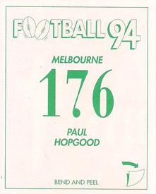 1994 Select AFL Stickers #176 Paul Hopgood Back